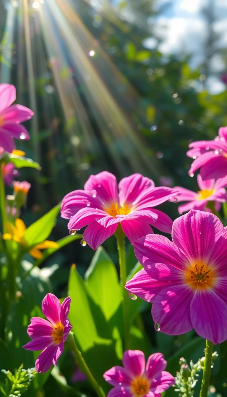 HD iPhone AI Spring Rain Garden Luxurious Wallpaper Copyright-Free Photo